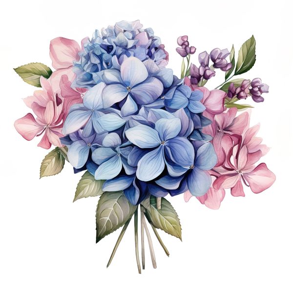 Blue Hydrangeas Watercolor Clipart: Floral Design (JPG, PNG) (Digital Download) — image 10