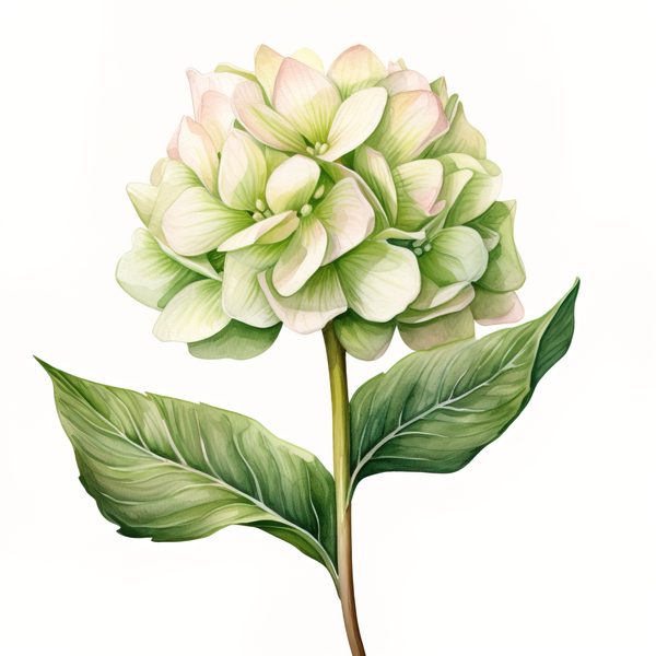 Watercolor Green Hydrangea Clipart: Floral PNG Set (Commercial Use) — image 2