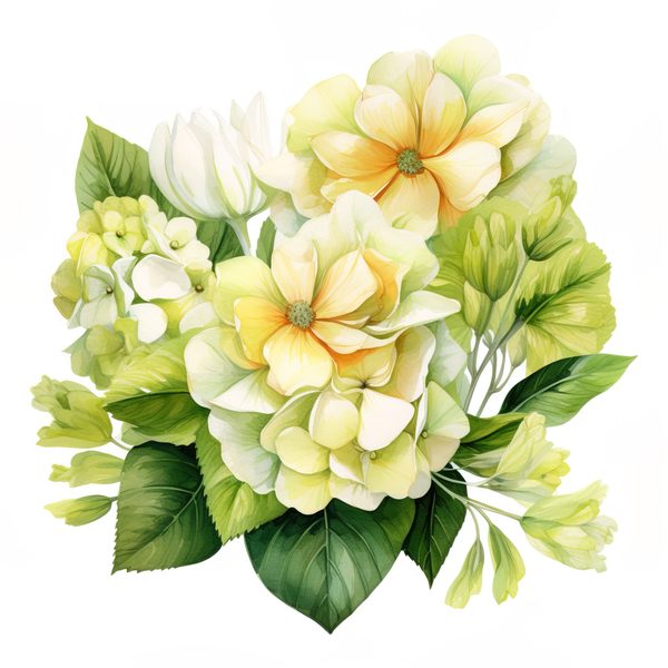 Watercolor Green Hydrangea Clipart: Floral PNG Set (Commercial Use) — image 4