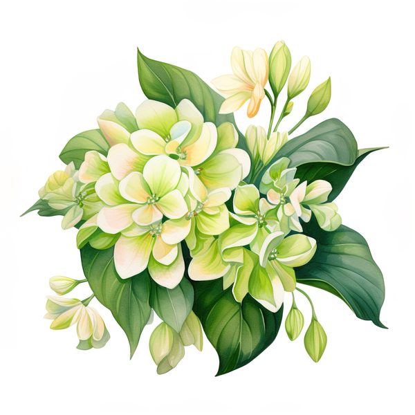 Watercolor Green Hydrangea Clipart: Floral PNG Set (Commercial Use) — image 5