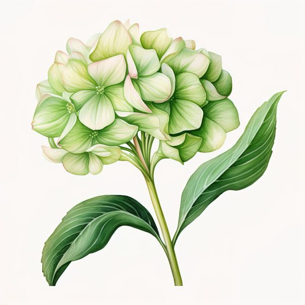 Watercolor Green Hydrangea Clipart: Floral PNG Set (Commercial Use) — image 7