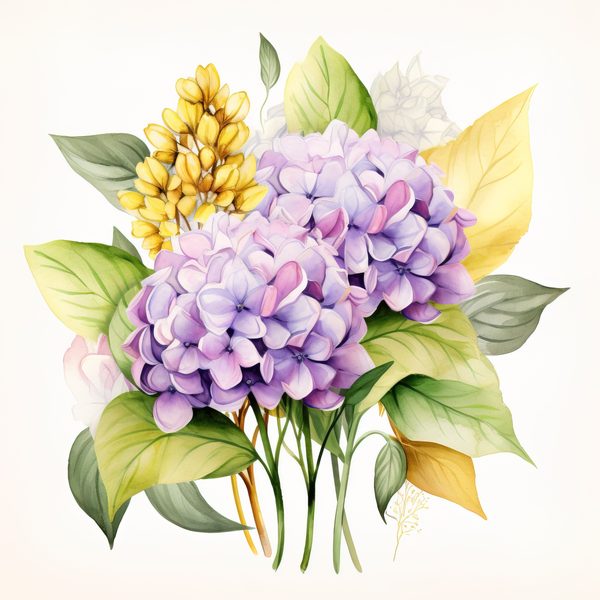 Watercolor Hydrangea Bouquet Clip Art: Floral DIY Graphics (PNG JPG) — image 5