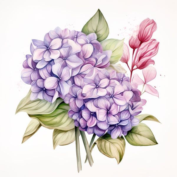 Watercolor Hydrangea Bouquet Clip Art: Floral DIY Graphics (PNG JPG) — image 6