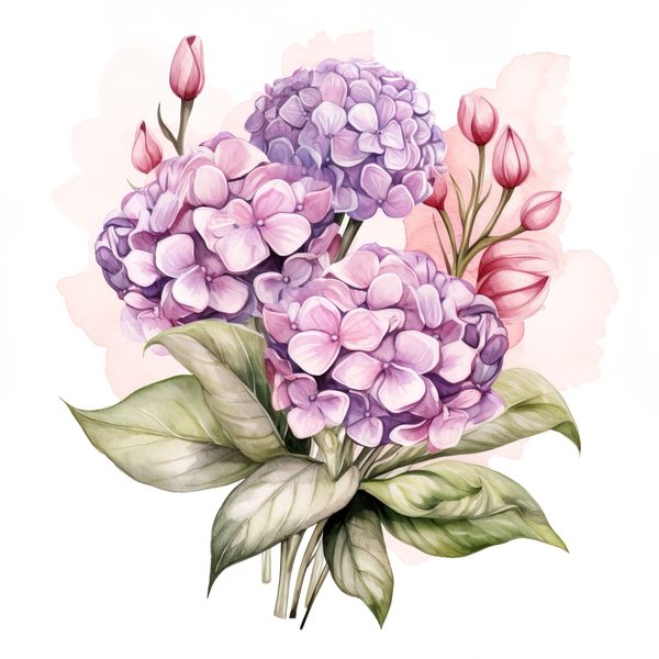 Watercolor Hydrangea Bouquet Clip Art: Floral DIY Graphics (PNG JPG) — image 8