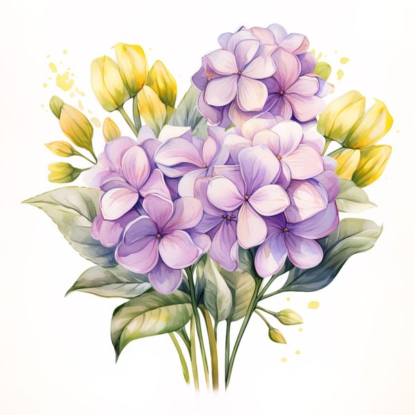 Watercolor Hydrangea Bouquet Clip Art: Floral DIY Graphics (PNG JPG) — image 9