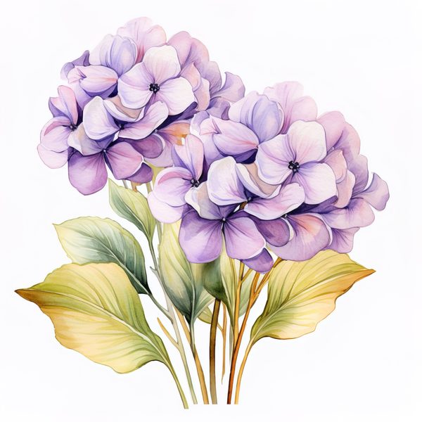 Watercolor Hydrangea Bouquet Clip Art: Floral DIY Graphics (PNG JPG) — image 10