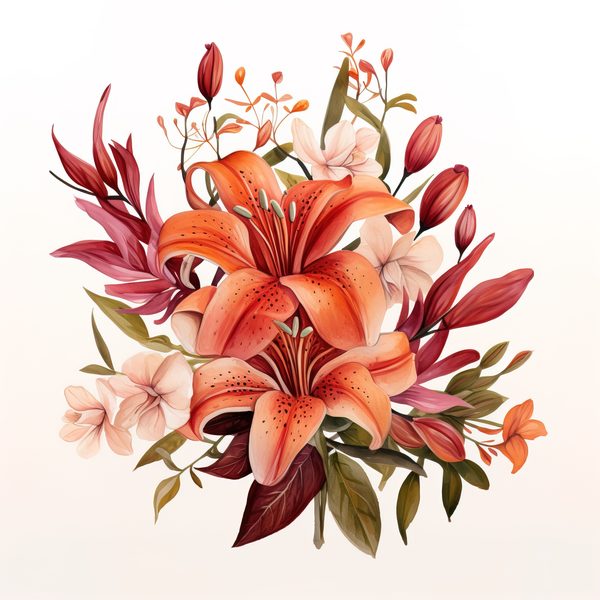 Watercolor Orange Lily Clipart: 10 PNG Graphics for Scrapbooking (Commercial Use, 6x6 inches) — image 3