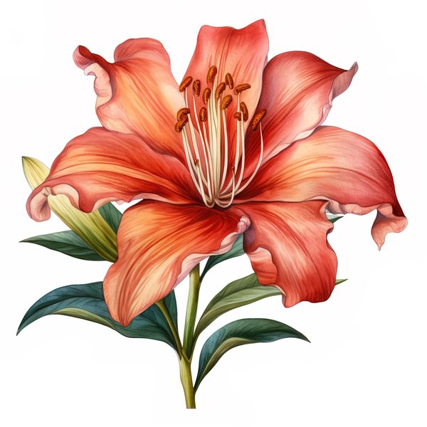 Watercolor Orange Lily Clipart: 10 PNG Graphics for Scrapbooking (Commercial Use, 6x6 inches) — image 8