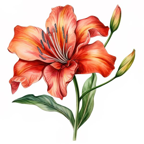 Watercolor Orange Lily Clipart: 10 PNG Graphics for Scrapbooking (Commercial Use, 6x6 inches) — image 9