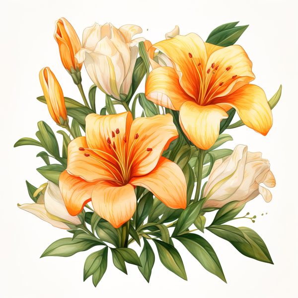 Watercolor Orange Lily Clipart: 10 PNG Graphics for Scrapbooking (Commercial Use, 6x6 inches) — image 10