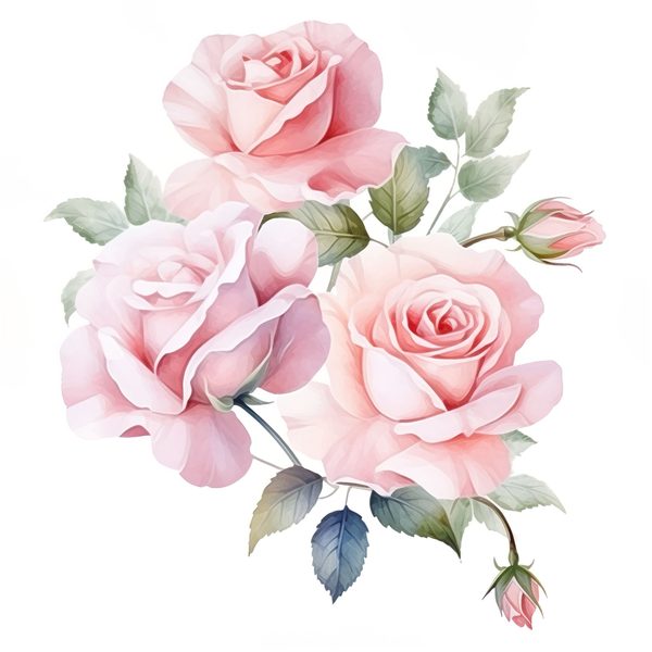 Watercolor Pink Roses Digital Paper: DIY Crafts & Scrapbooking (Digital Download) — image 1