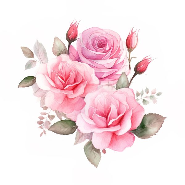 Watercolor Pink Roses Digital Paper: DIY Crafts & Scrapbooking (Digital Download) — image 3