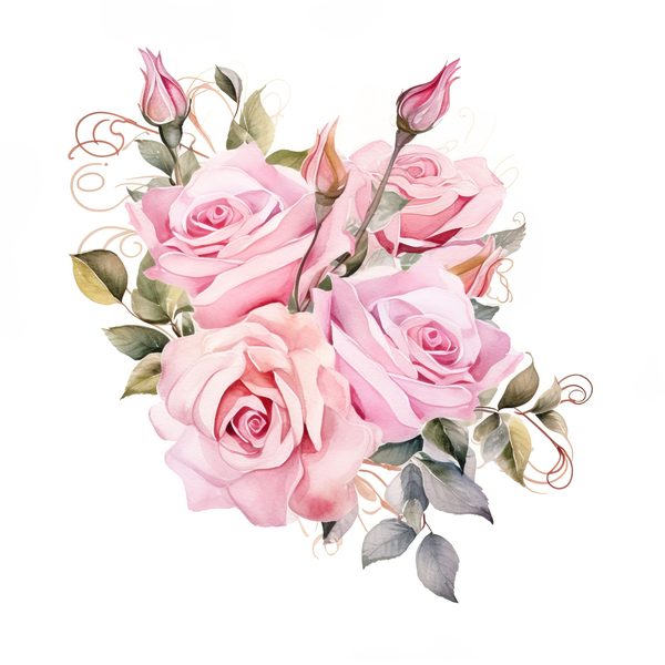 Watercolor Pink Roses Digital Paper: DIY Crafts & Scrapbooking (Digital Download) — image 9