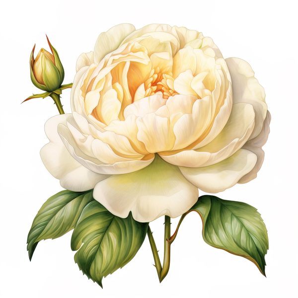 Watercolor Peony Clipart Set: Cream Floral PNG Graphics, Commercial Use — image 1