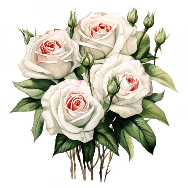 Watercolor White Roses Clipart: Elegant Floral Bouquet (JPG, PNG) — image 8
