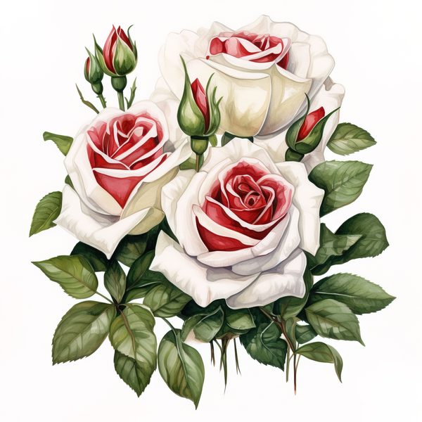 Watercolor White Roses Clipart: Elegant Floral Bouquet (JPG, PNG) — image 15