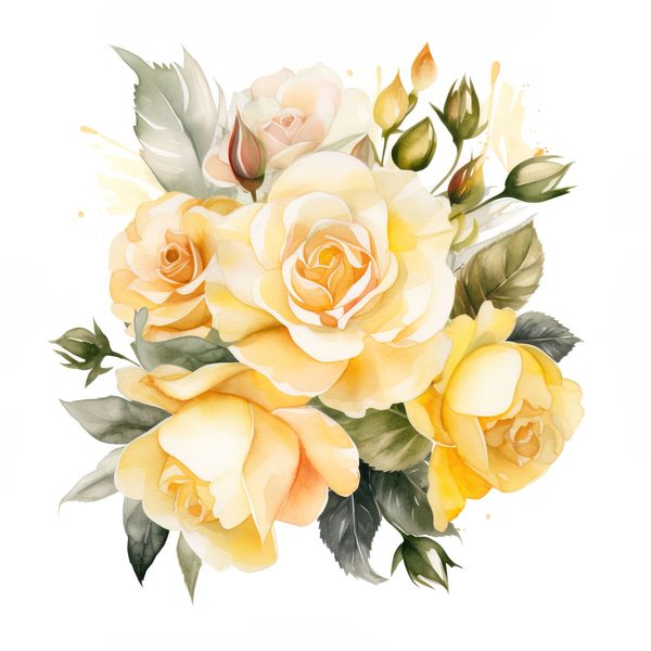 Yellow Rose Watercolor Clipart: Elegant Floral Designs (JPG, PNG) — image 3