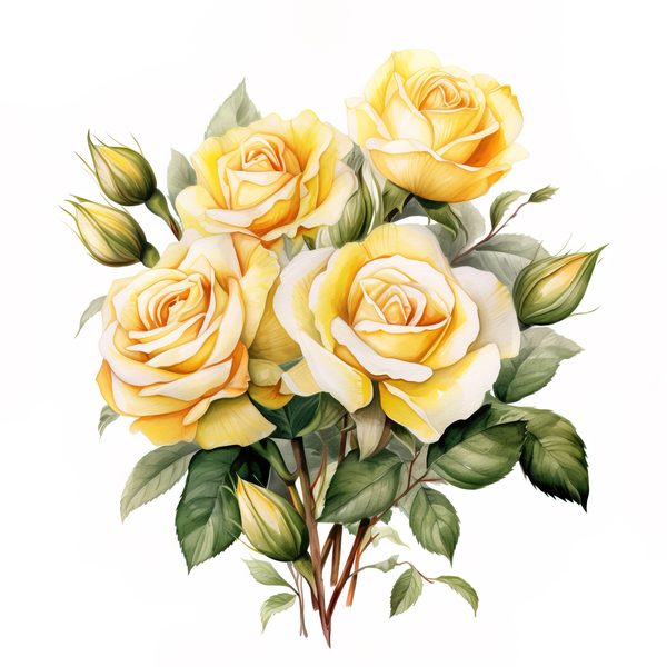 Yellow Rose Watercolor Clipart: Elegant Floral Designs (JPG, PNG) — image 5