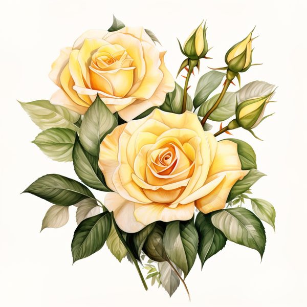 Yellow Rose Watercolor Clipart: Elegant Floral Designs (JPG, PNG) — image 8