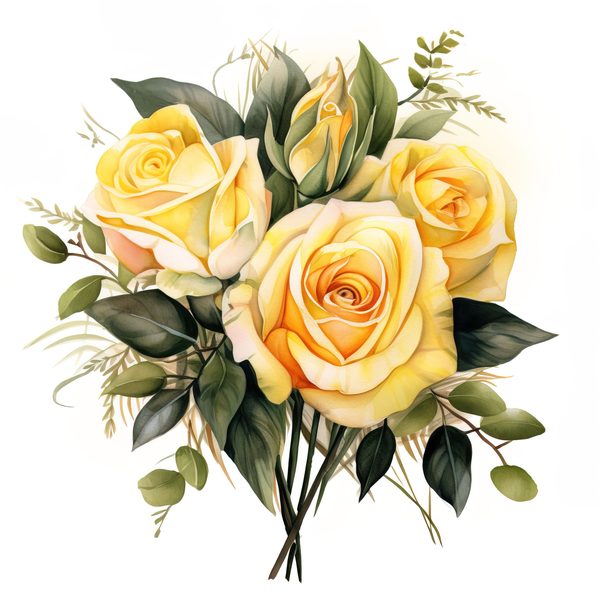 Yellow Rose Watercolor Clipart: Elegant Floral Designs (JPG, PNG) — image 9