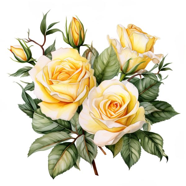 Yellow Rose Watercolor Clipart: Elegant Floral Designs (JPG, PNG) — image 11