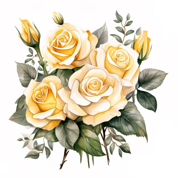 Yellow Rose Watercolor Clipart: Elegant Floral Designs (JPG, PNG) — image 12