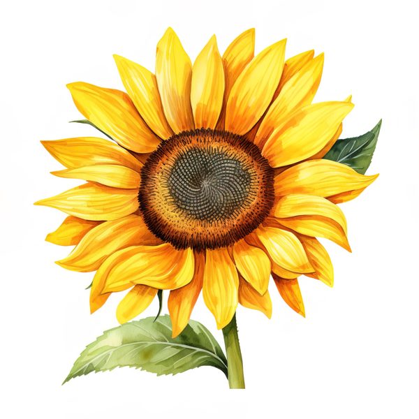 Watercolor Sunflower Clipart: Vibrant Floral PNG JPG (Digital Download) — image 1