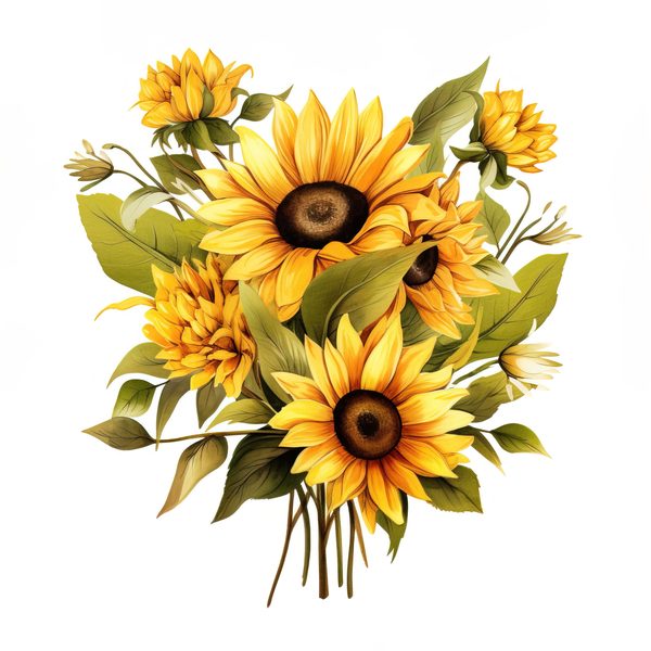 Watercolor Sunflower Clipart: Vibrant Floral PNG JPG (Digital Download) — image 3