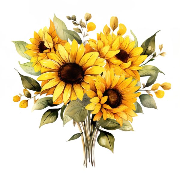Watercolor Sunflower Clipart: Vibrant Floral PNG JPG (Digital Download) — image 4