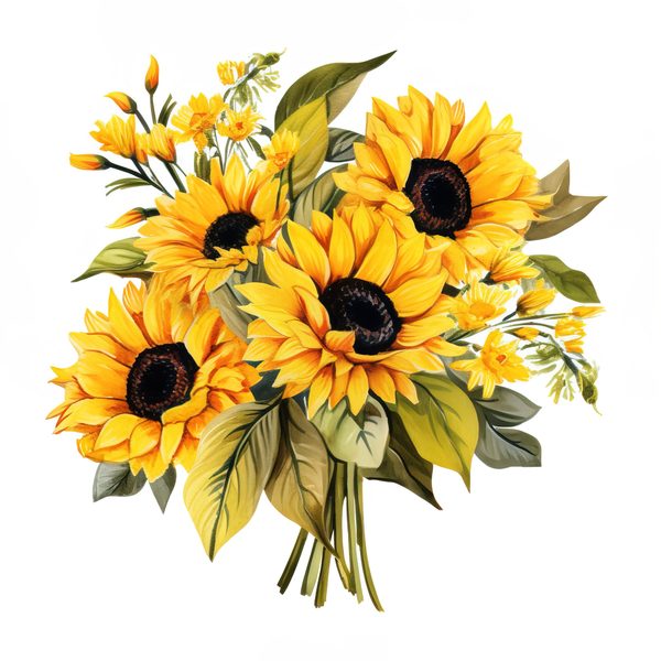 Watercolor Sunflower Clipart: Vibrant Floral PNG JPG (Digital Download) — image 5