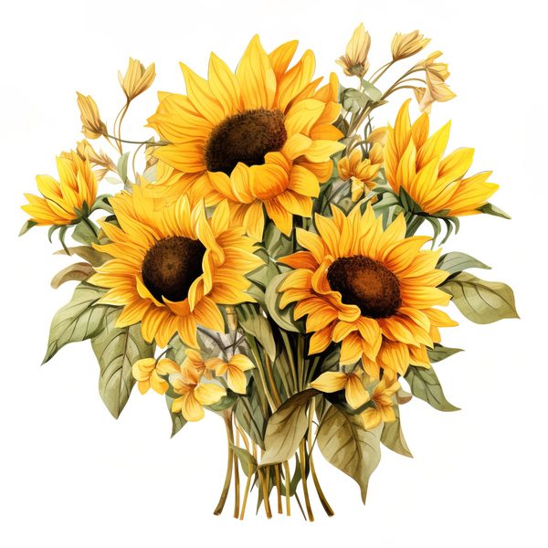Watercolor Sunflower Clipart: Vibrant Floral PNG JPG (Digital Download) — image 7