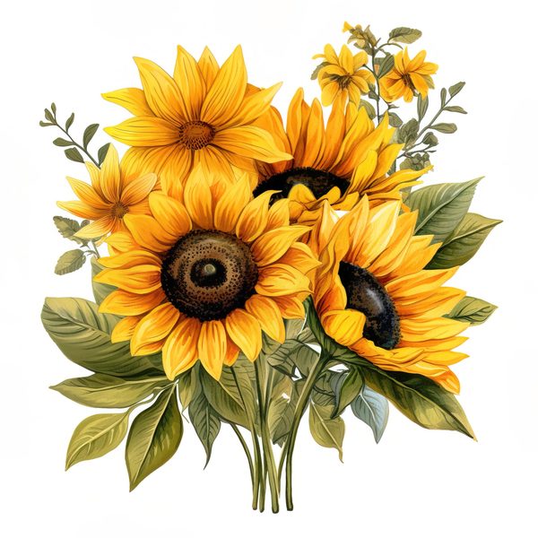 Watercolor Sunflower Clipart: Vibrant Floral PNG JPG (Digital Download) — image 8