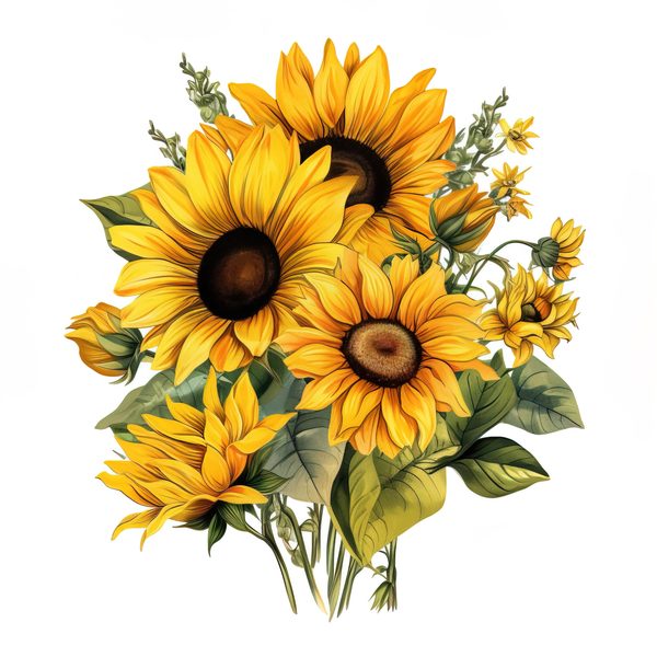 Watercolor Sunflower Clipart: Vibrant Floral PNG JPG (Digital Download) — image 10