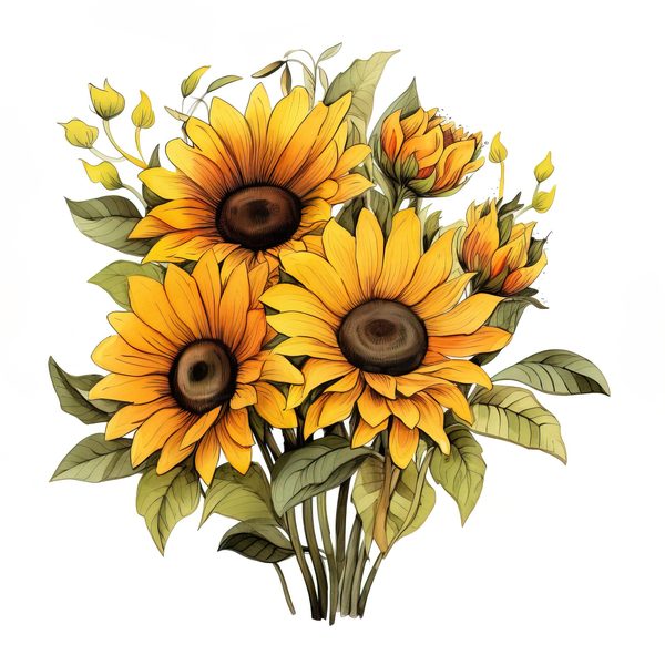 Watercolor Sunflower Clipart: Vibrant Floral PNG JPG (Digital Download) — image 11