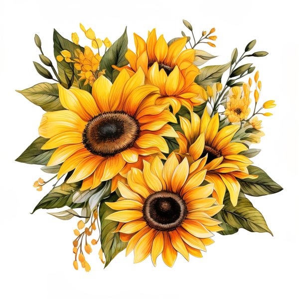 Watercolor Sunflower Clipart: Vibrant Floral PNG JPG (Digital Download) — image 12