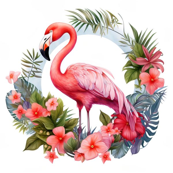 Flamingo Clipart: Tropical Wreath PNG, Art Printable (Commercial Use) — image 5