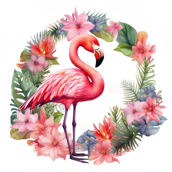 Flamingo Clipart: Tropical Wreath PNG, Art Printable (Commercial Use) — image 6