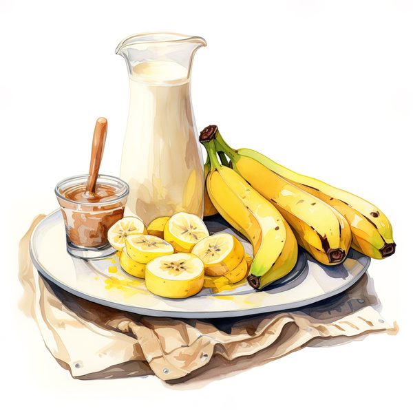 Watercolor Banana Clipart: Fruit Basket PNG, Commercial Use (Digital Download) — image 11