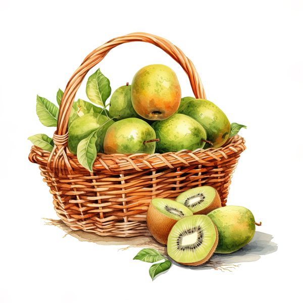 Kiwi Drink Watercolor Clipart: Tropical Fruit Illustrations (PNG, JPG) — image 3