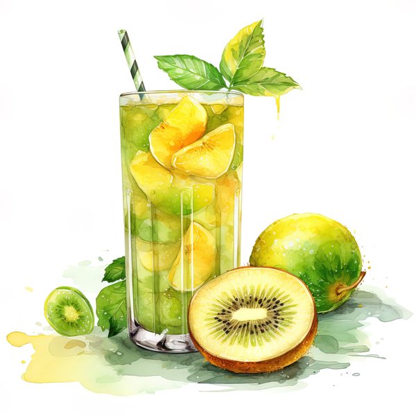 Kiwi Drink Watercolor Clipart: Tropical Fruit Illustrations (PNG, JPG) — image 6