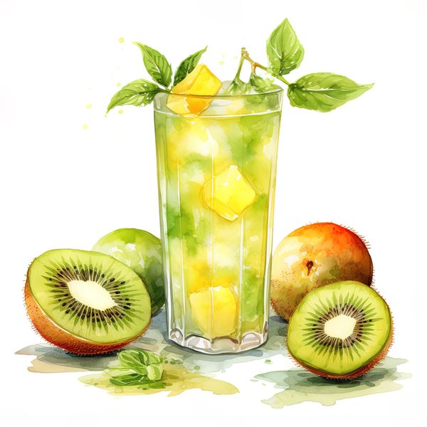 Kiwi Drink Watercolor Clipart: Tropical Fruit Illustrations (PNG, JPG) — image 7