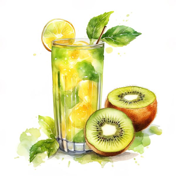 Kiwi Drink Watercolor Clipart: Tropical Fruit Illustrations (PNG, JPG) — image 8