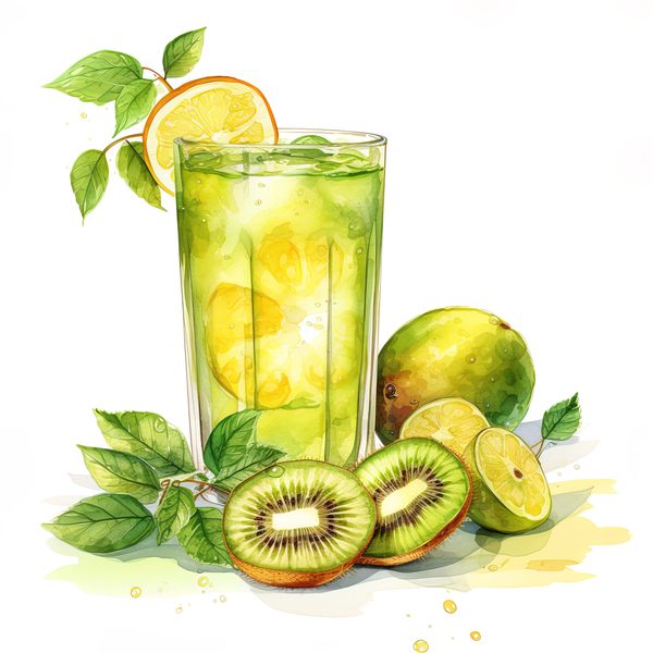 Kiwi Drink Watercolor Clipart: Tropical Fruit Illustrations (PNG, JPG) — image 11