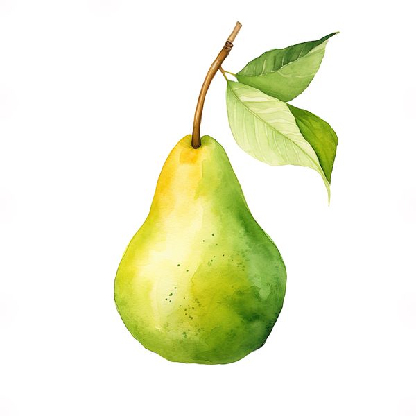 Watercolor Pears Clipart: Fruit Basket, Pear Juice Art (PNG JPG Digital Download) — image 2