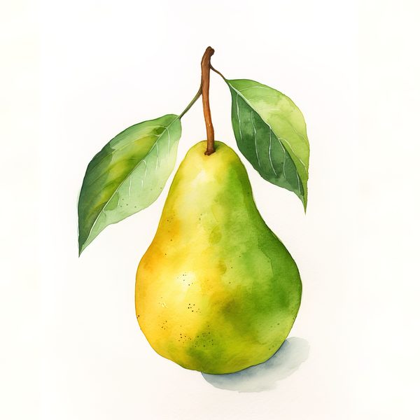 Watercolor Pears Clipart: Fruit Basket, Pear Juice Art (PNG JPG Digital Download) — image 4