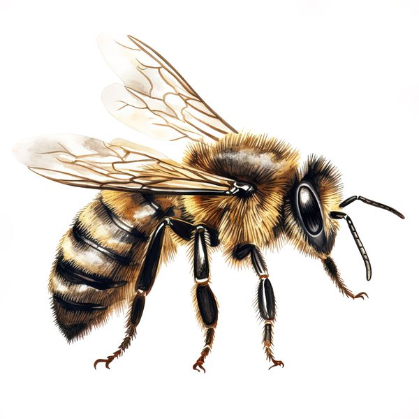 Watercolor Honeybee Clipart: Honeycomb & Flowers (Digital Art) — image 11