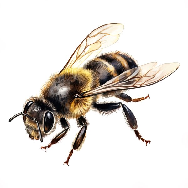 Watercolor Honeybee Clipart: Honeycomb & Flowers (Digital Art) — image 12