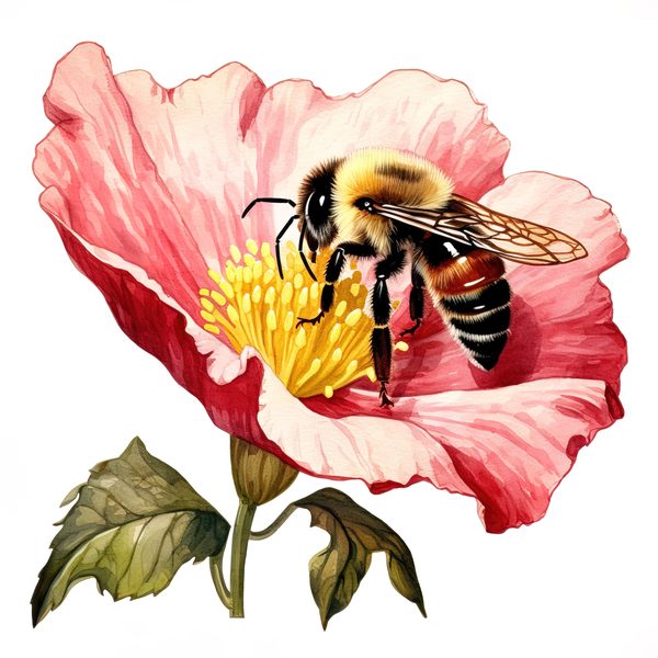 Watercolor Honeybee Clipart: Honeycomb & Flowers (Digital Art) — image 14