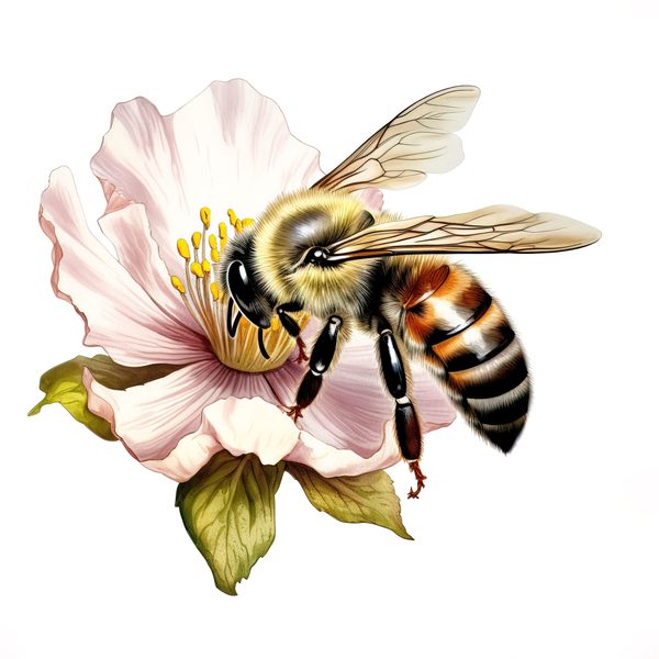 Watercolor Honeybee Clipart: Honeycomb & Flowers (Digital Art) — image 15