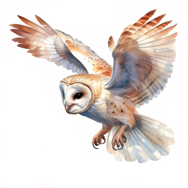 Watercolor Barn Owl Clipart: Bird Art Printable (Commercial Use) — image 1